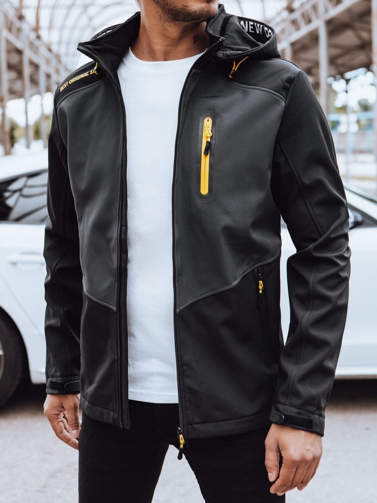 Men's Printed Softshell Jacket, dark gray, Dstreet