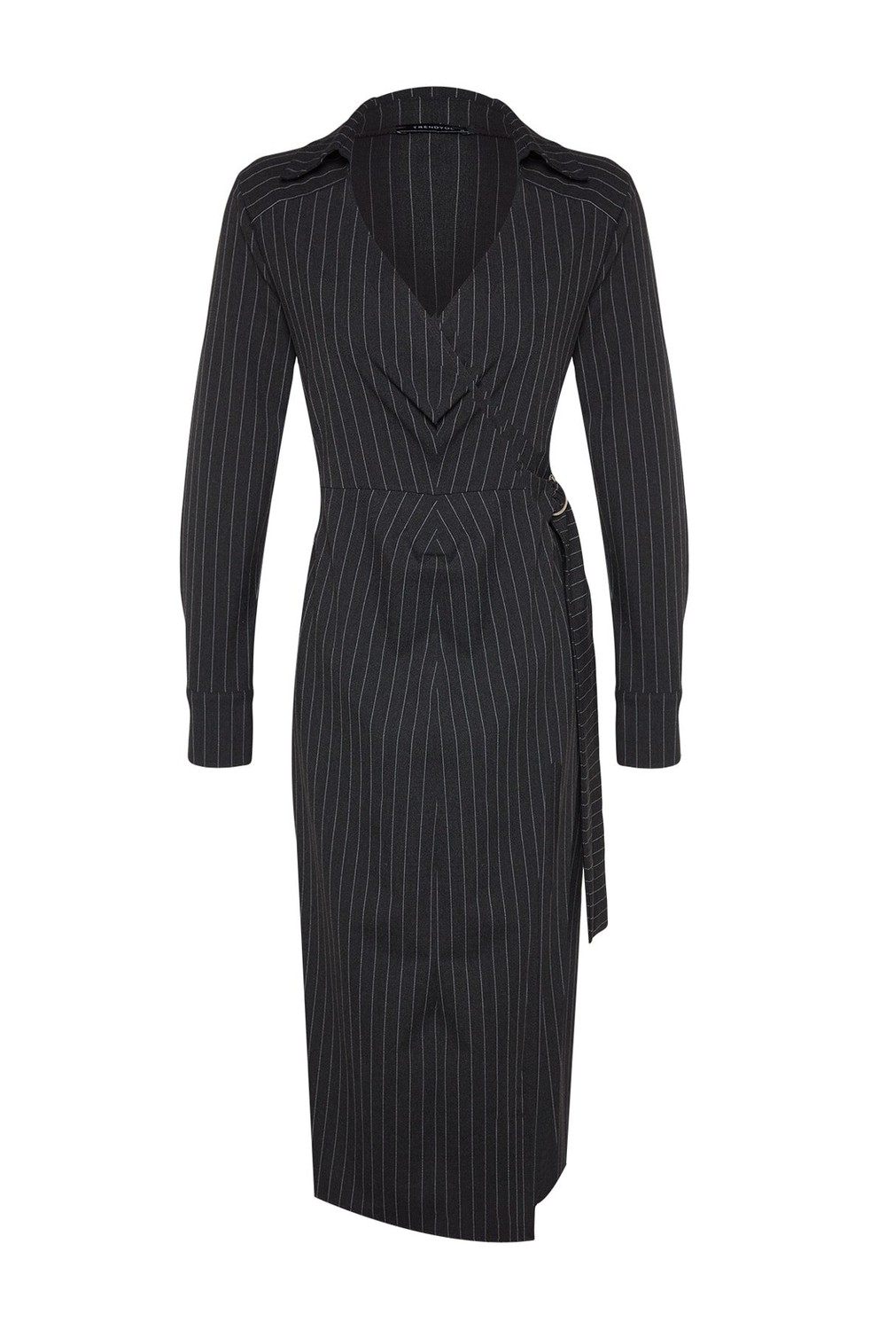 Trendyol Black Double Breasted Striped Woven Dress
