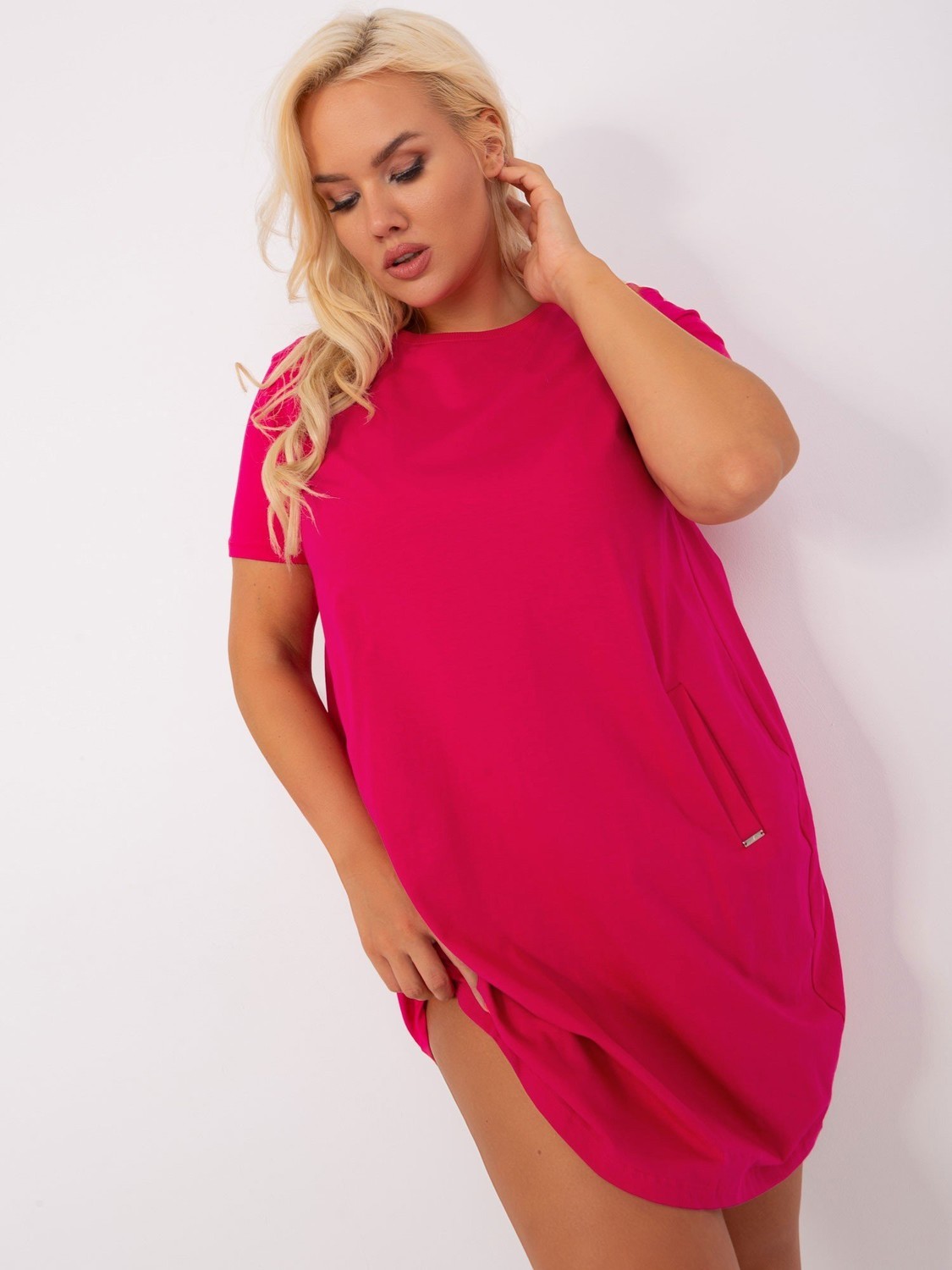 Fuchsia dress size plus with pockets