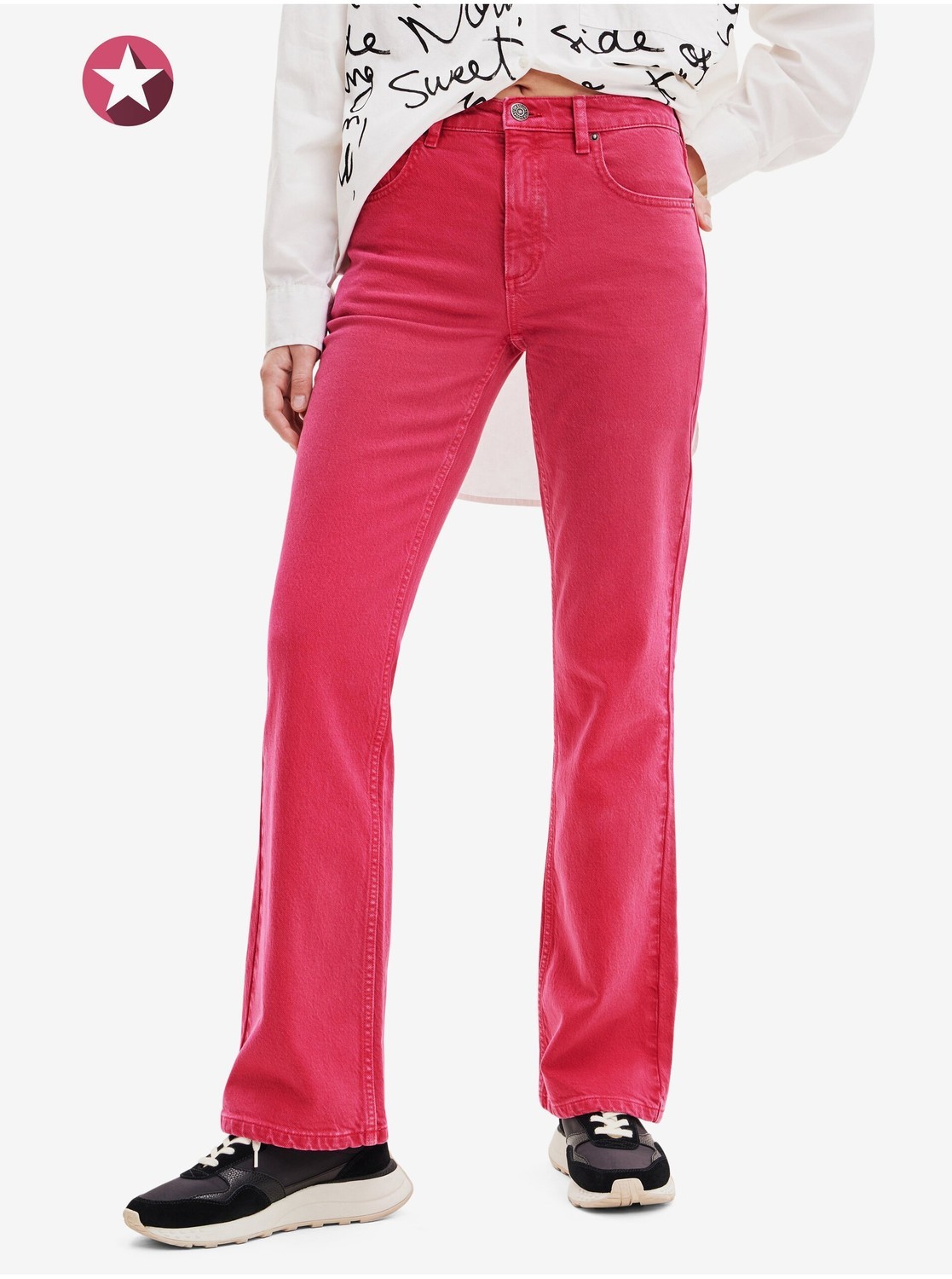Pink Denim Trousers Desigual Oslo - Women