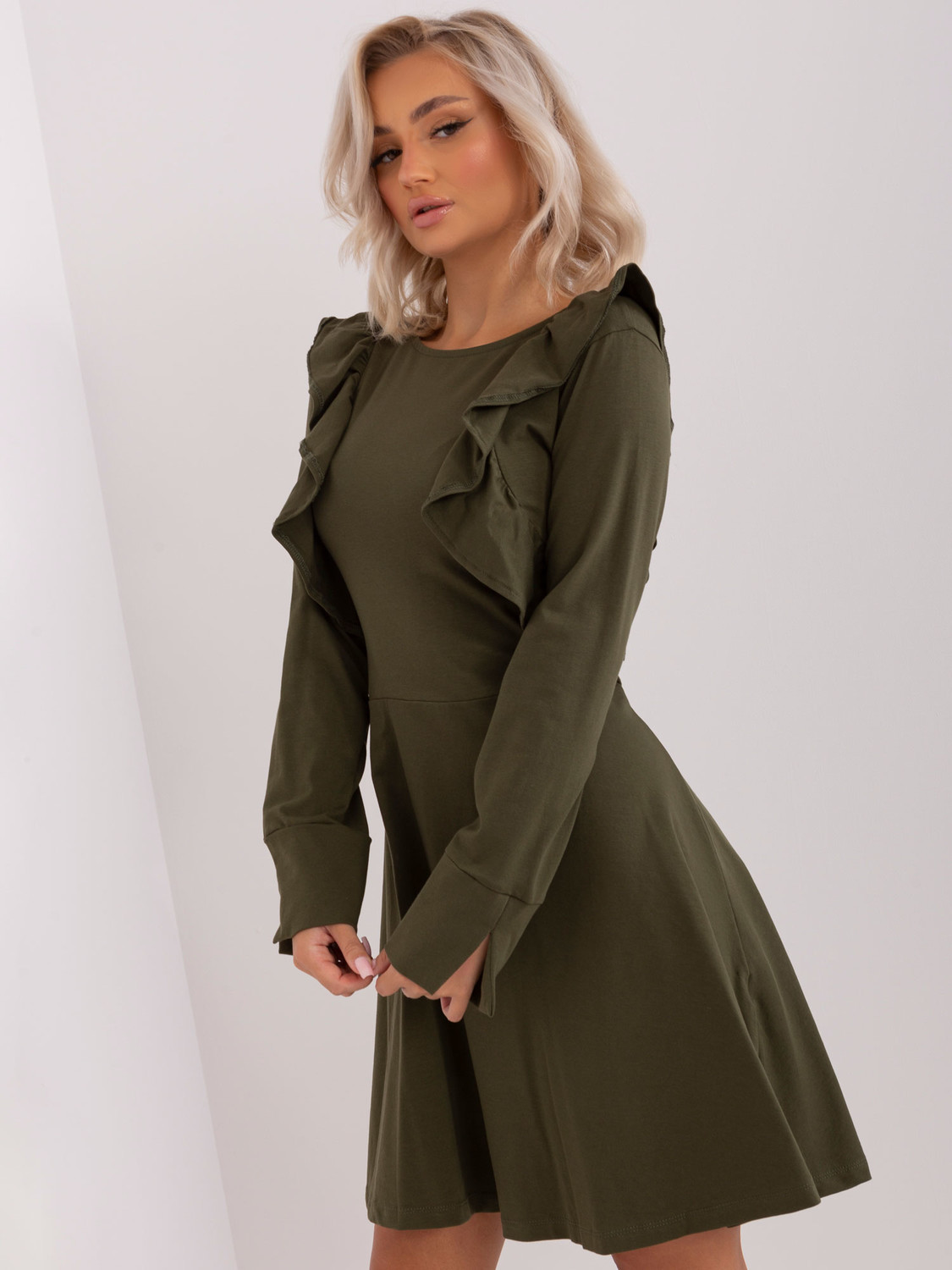 Khaki flowing cotton dress