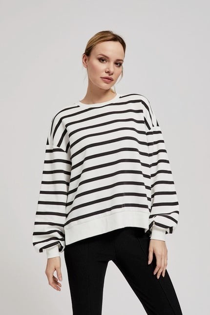 Striped sweatshirt with puffed sleeves