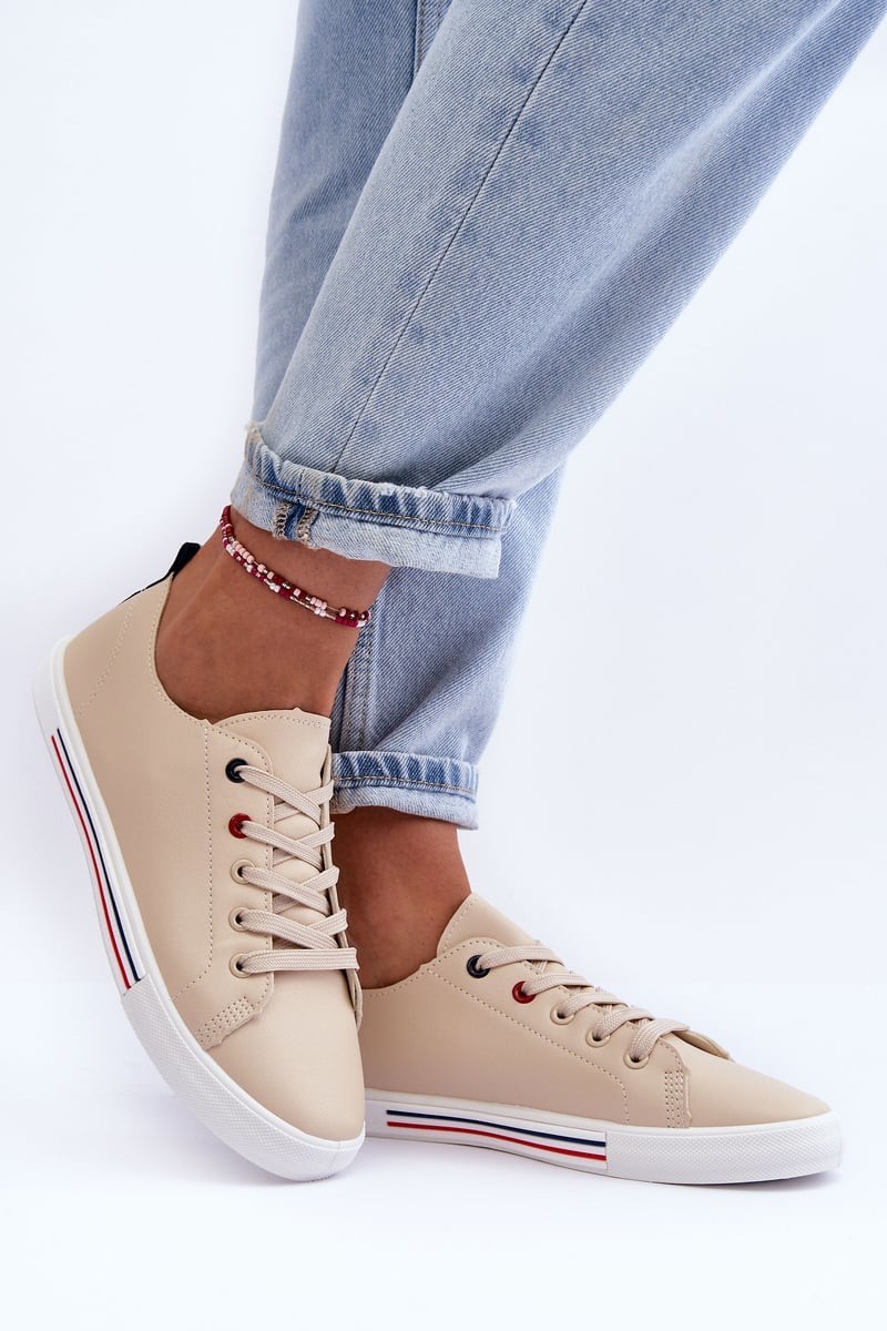 Leather Sports Shoes Women's Beige Mossaia