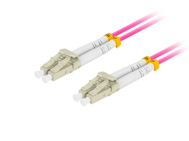 LANBERG optický patch cord MM LC/UPC-LC/UPC duplex 1m LSZH OM4 50/125 priemer 3mm, farba magenta