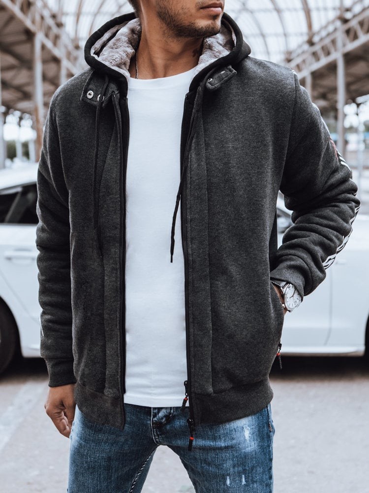 Men's insulated sweatshirt with print, dark gray Dstreet