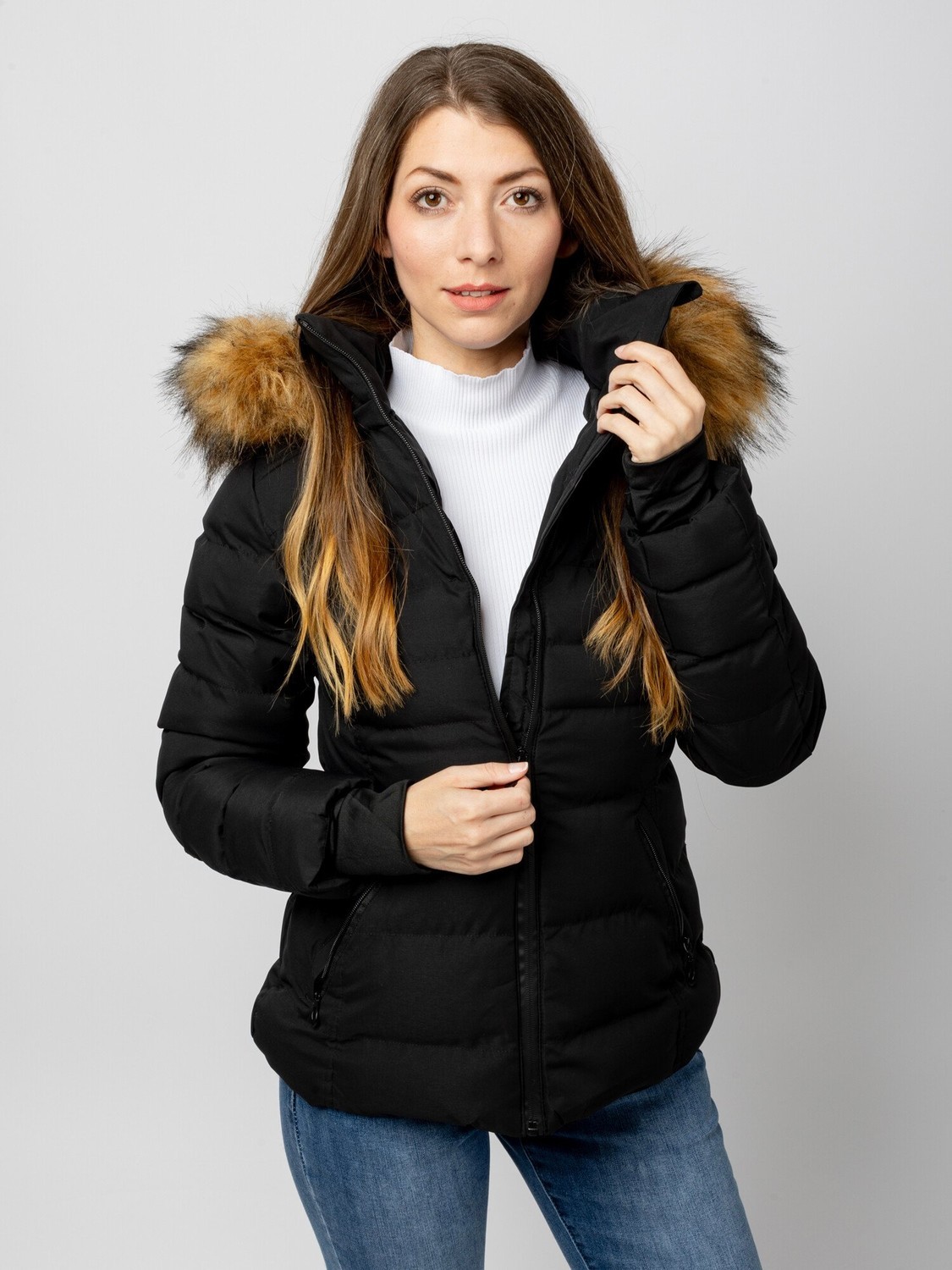 Women's Quilted Winter Jacket GLANO - Black