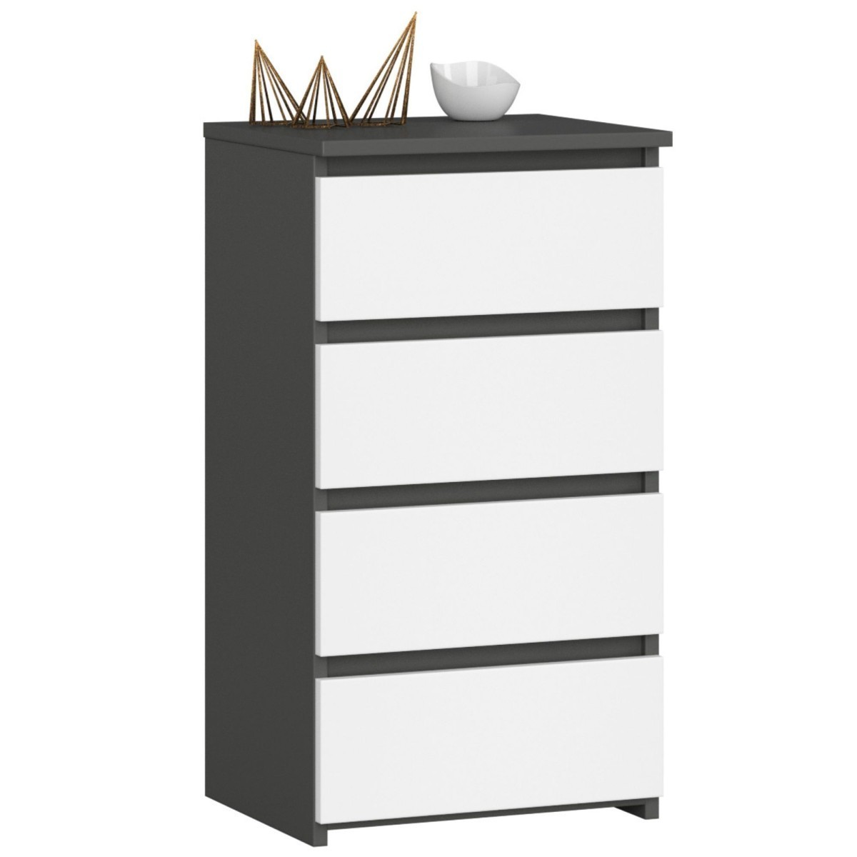 Komoda CL4 se 4 zásuvkami grafit/bílá