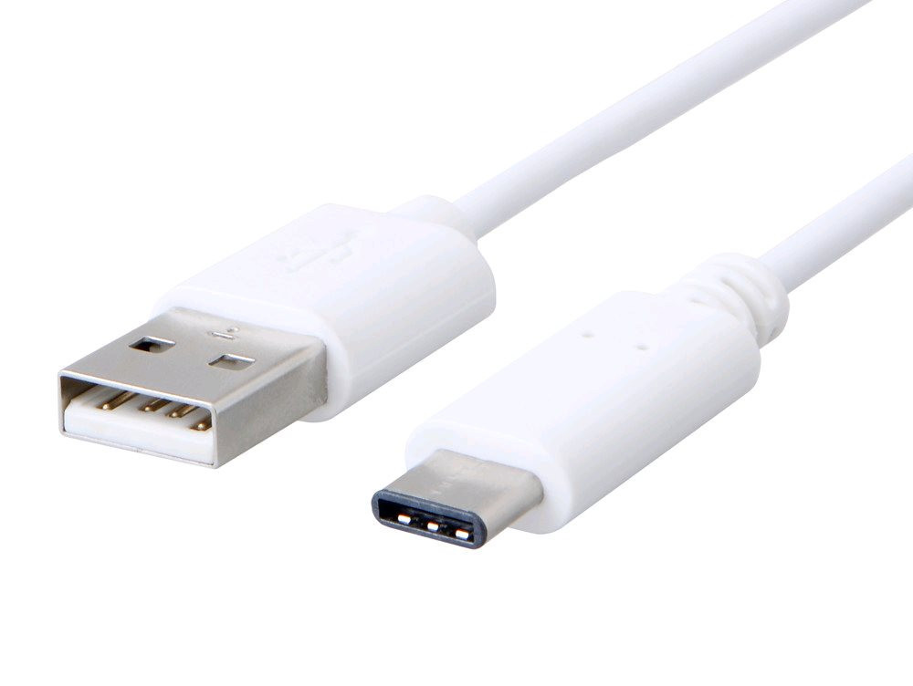 Kábel C-TECH USB 2.0 AM na Type-C kábel (AM/CM), 1m, biely