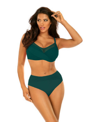 Dámske dvojdielne plavky Fashion 18 S940FA18-7 tm. zelené - Self 48D
