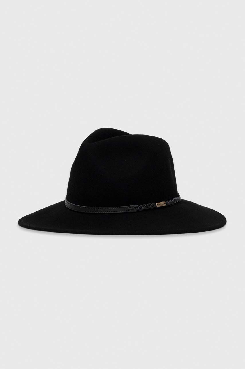 Vlnený klobúk Barbour čierna farba, vlnený