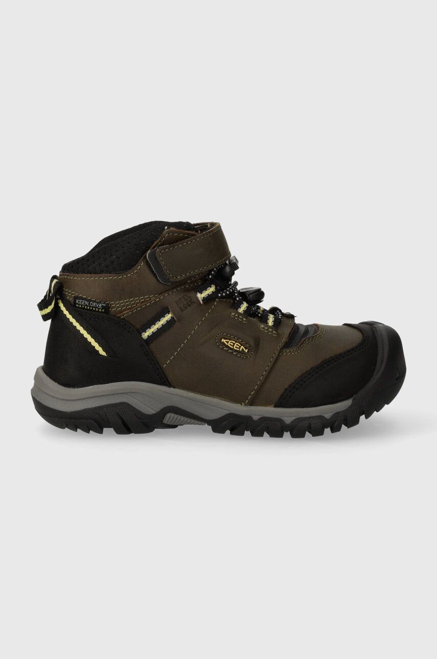 Detské zimné semišové topánky Keen Ridge Flex Mid zelená farba