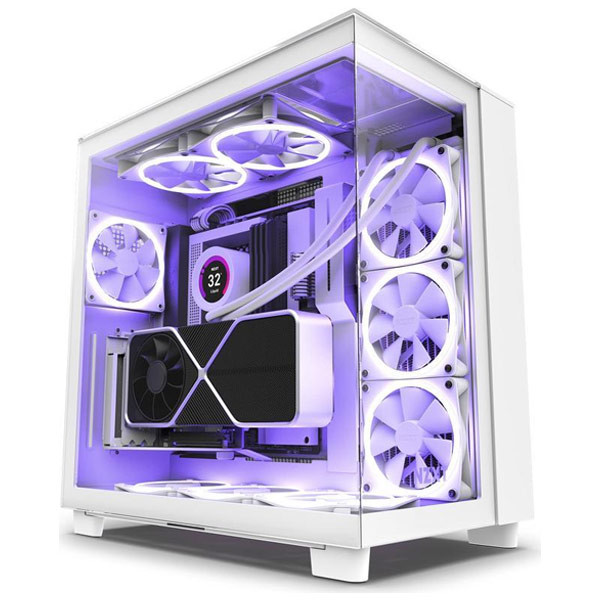 NZXT case H9 Elite Dual-chambers ATX  3 x RGB 120 mm  1x 120 mm fan  prosklená  RGB&fan controler  white CM-H91EW-01