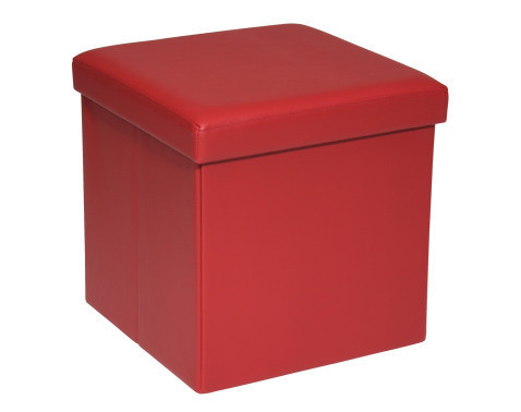 Štvorcový taburet Rico, červená ekokoža%