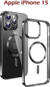 Swissten Clear Jelly MagStick Metallic pre iPhone 15 Plus čierny