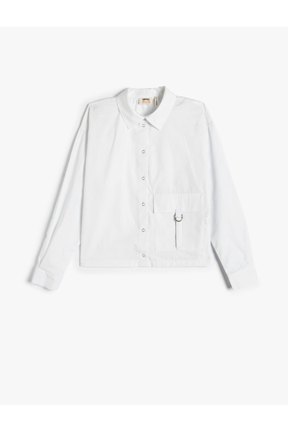 Koton Poplin Shirt Long Sleeved, Pocket Detailed and Snap Snap Fastener. Cotton.