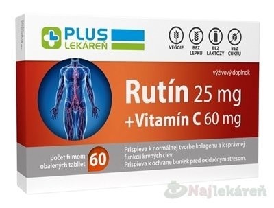 PLUS LEKÁREŇ Rutín 25 mg + Vitamín C 60 mg