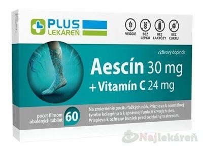 PLUS LEKÁREŇ Aescín 30 mg + Vitamín C 24 mg