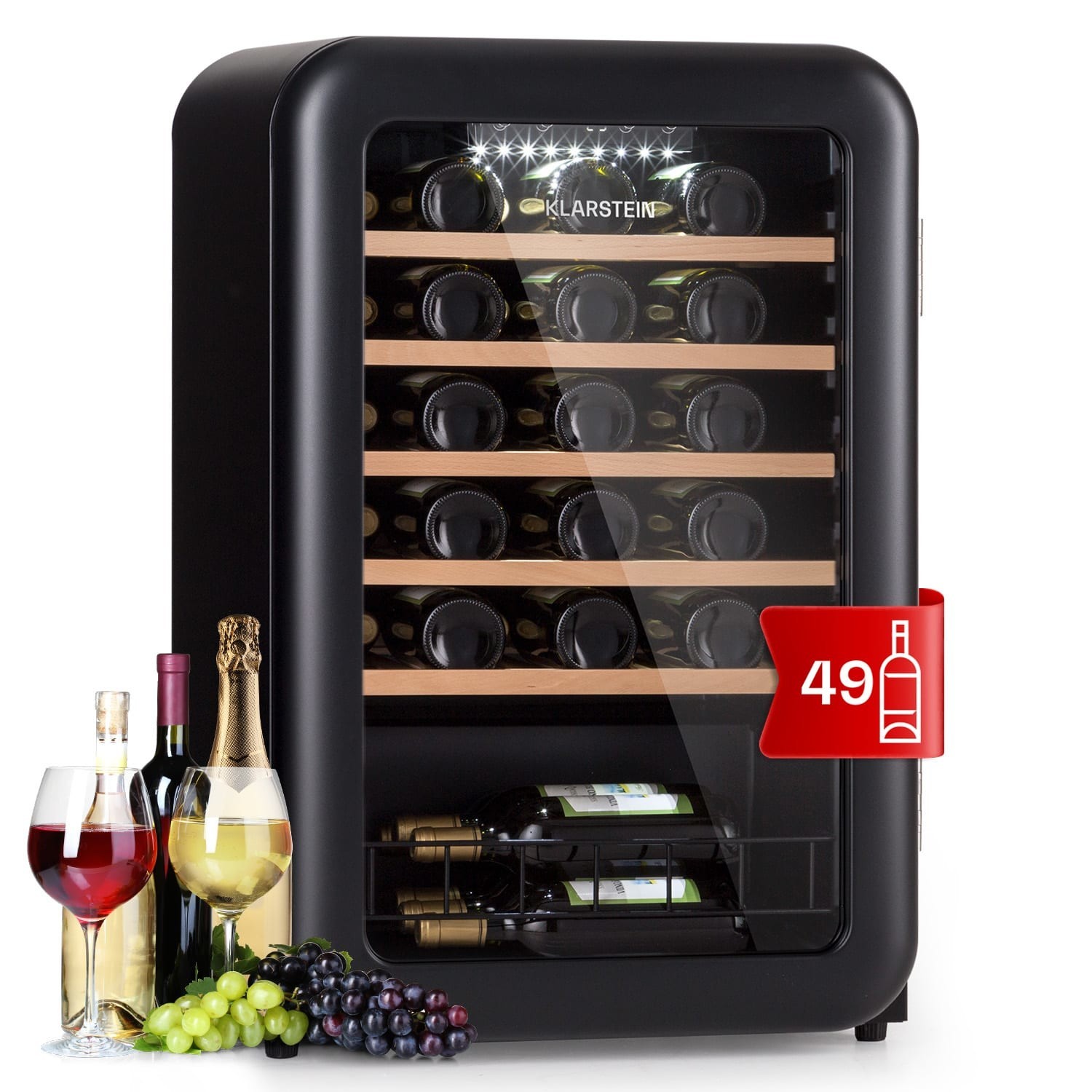 Klarstein Vintage 49 Uno Vinotéka, 110 l/49 fl., 4-22 °C, Retro
