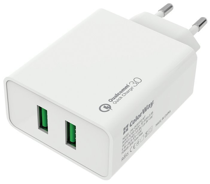 COLORWAY 2x USB sieťová nabíjačka/ 36W/ 100V-240V