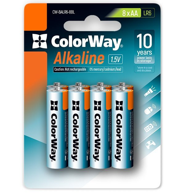 Colorway alkalická batéria AA/ 1.5V/ 8ks v balení/ Blister
