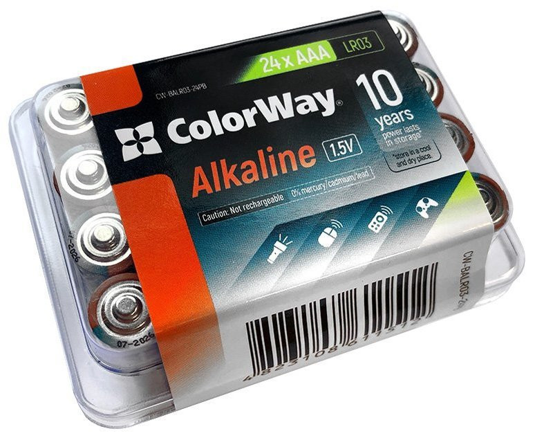 Colorway alkalická batéria AAA/ 1.5V/ 24ks v balení/ Plastový box