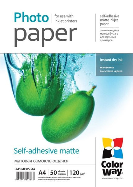 COLORWAY fotopapier/ matte self-adhesive 120g/m2, A4/ 50 kusov