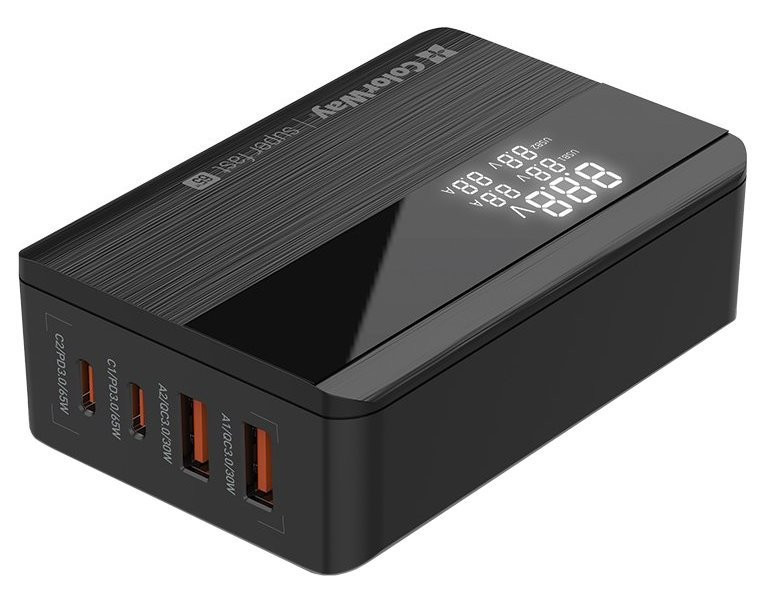 COLORWAY USB nabíjačka/ 2x USB-A/ 2x USB-C/ 65W/ Čierna