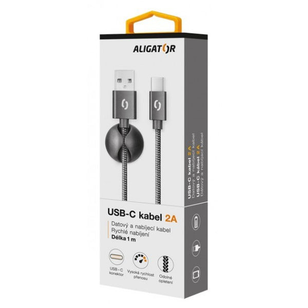 Kábel Aligator Premium USB Typ C na USB 2A, čierna