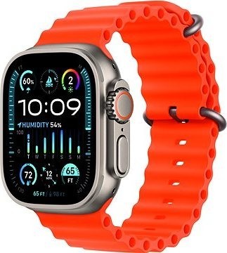 Apple Watch Ultra 2 49 mm titánové puzdro s oranžovým oceánskym remienkom