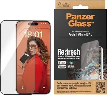 PanzerGlass Recycled Glass Apple iPhone 15 Pro s inštalačným rámikom