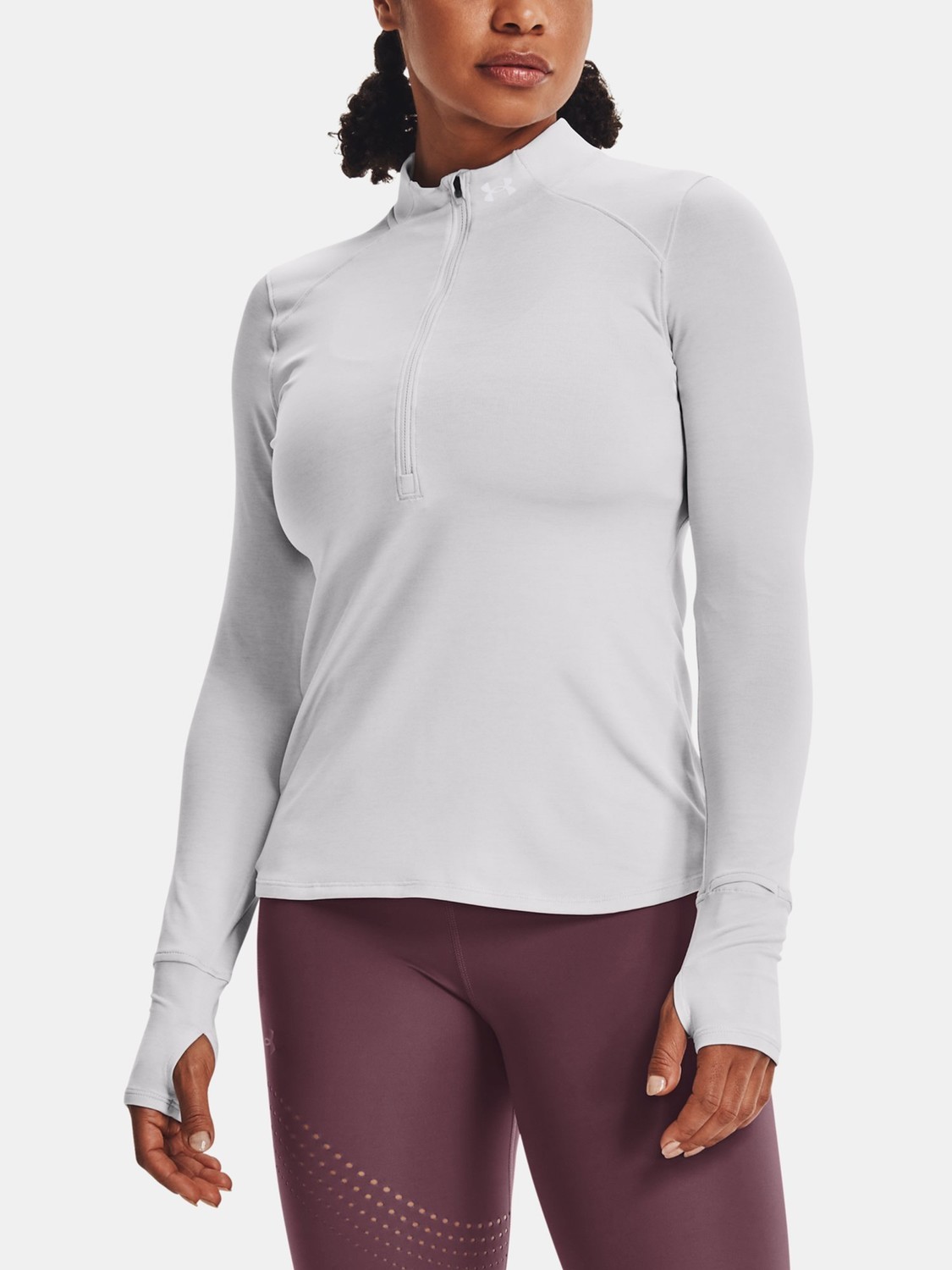 Under Armour T-shirt Qualifier Run 2.0 1/2 Zip-GRY - Women's
