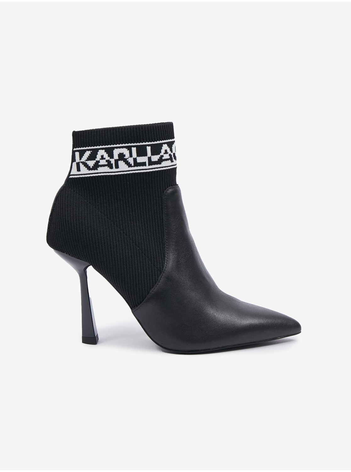 Black Leather Heeled Ankle Boots KARL LAGERFELD Pandara - Ladies