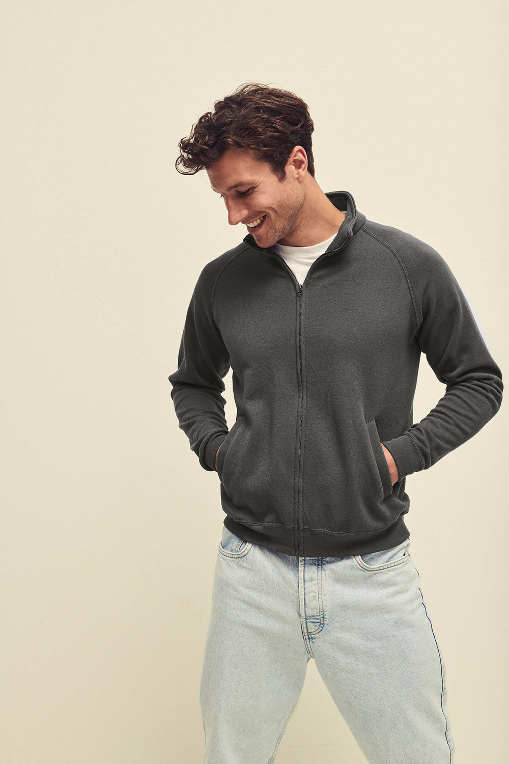 Grafitowa bluza męska Sweat Jacket Fruit of the Loom