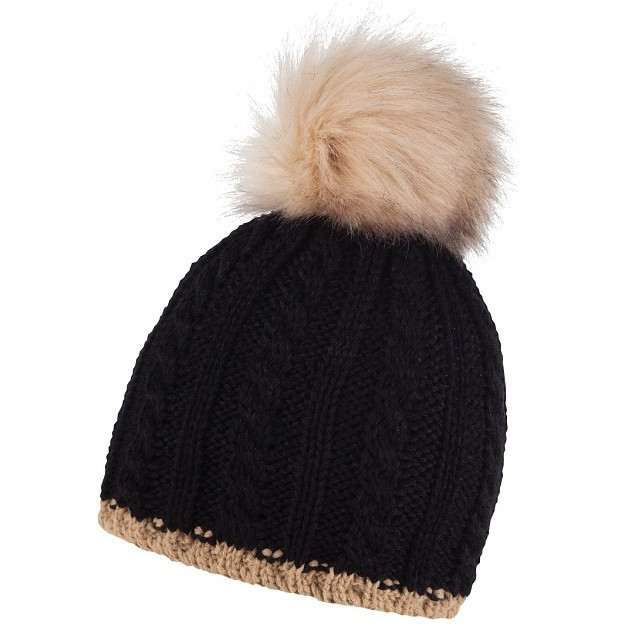 Zimní čepice CoFEE Braid Knit - čierna-béžová