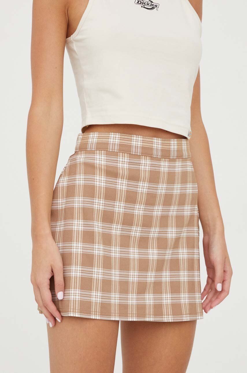 Sukňa Hollister Co. béžová farba, mini, áčkový strih