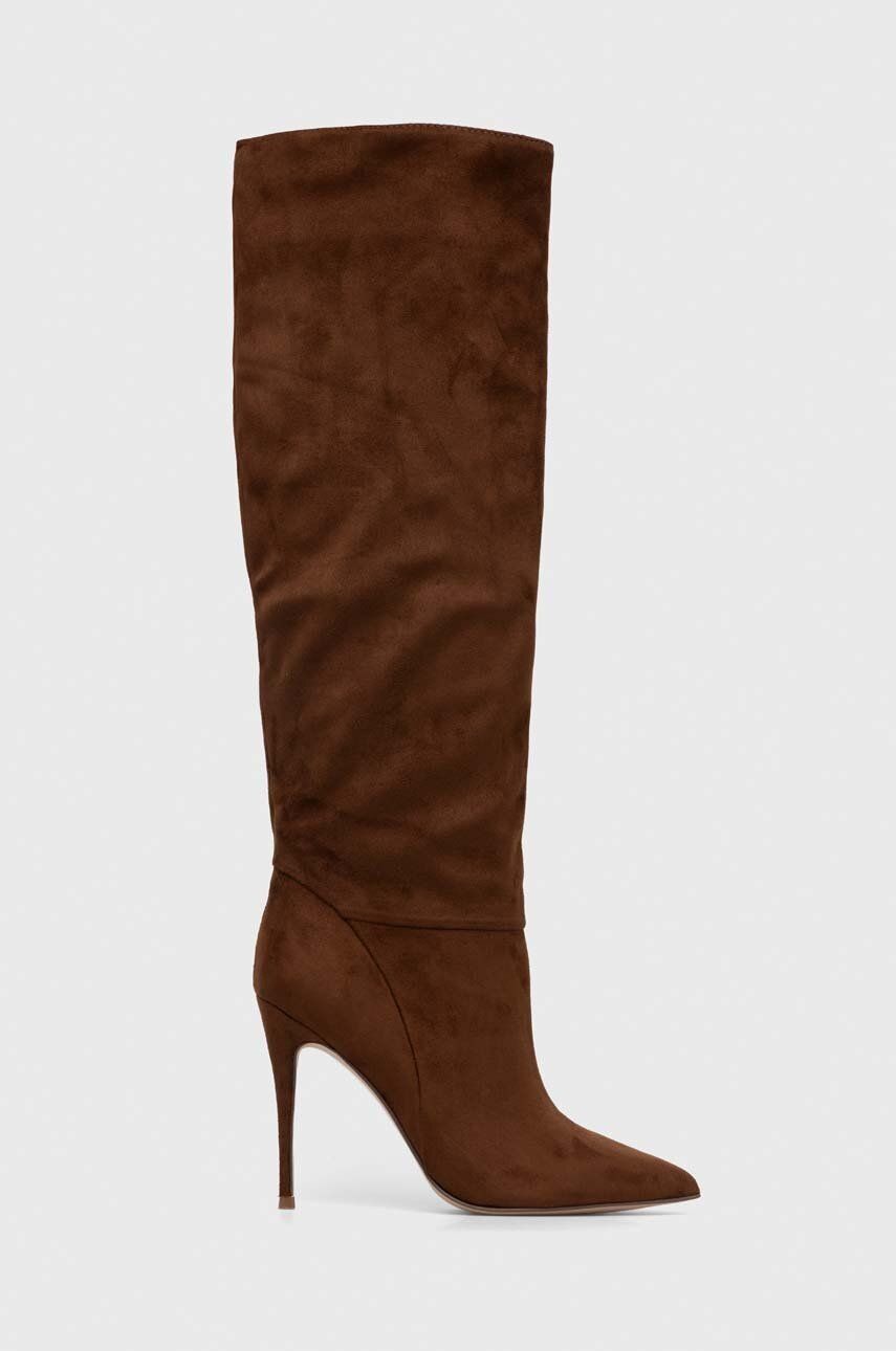 Vysoké čižmy Steve Madden Darian dámske, hnedá farba, na vysokom podpätku, SM11002162