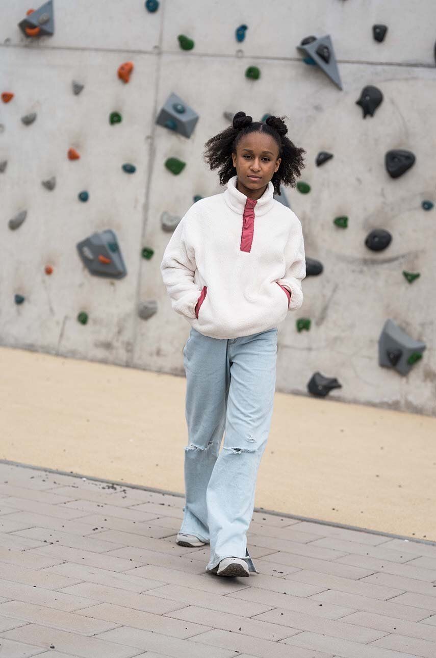 Detská mikina Jack Wolfskin TEEN FLEECE G béžová farba, jednofarebná