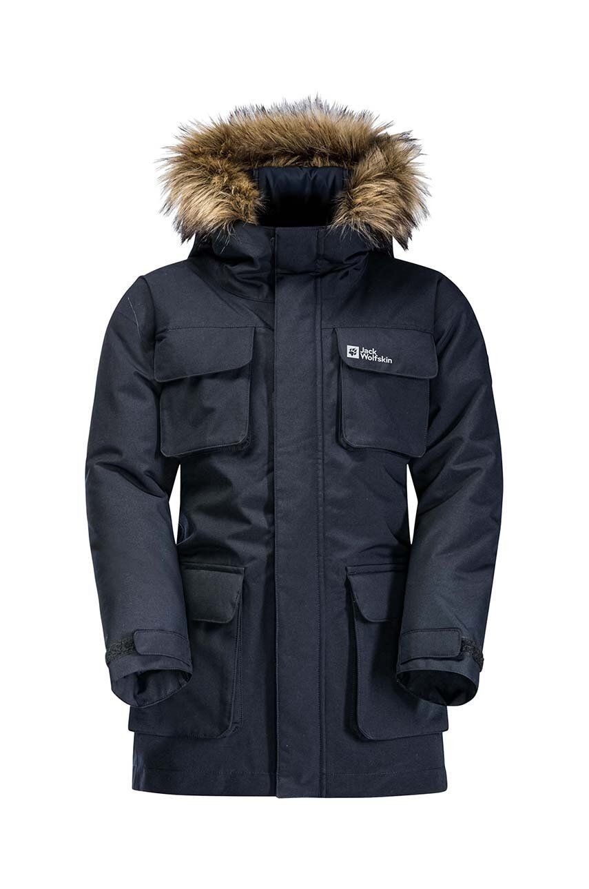 Detská bunda Jack Wolfskin GLACIER PEA čierna farba