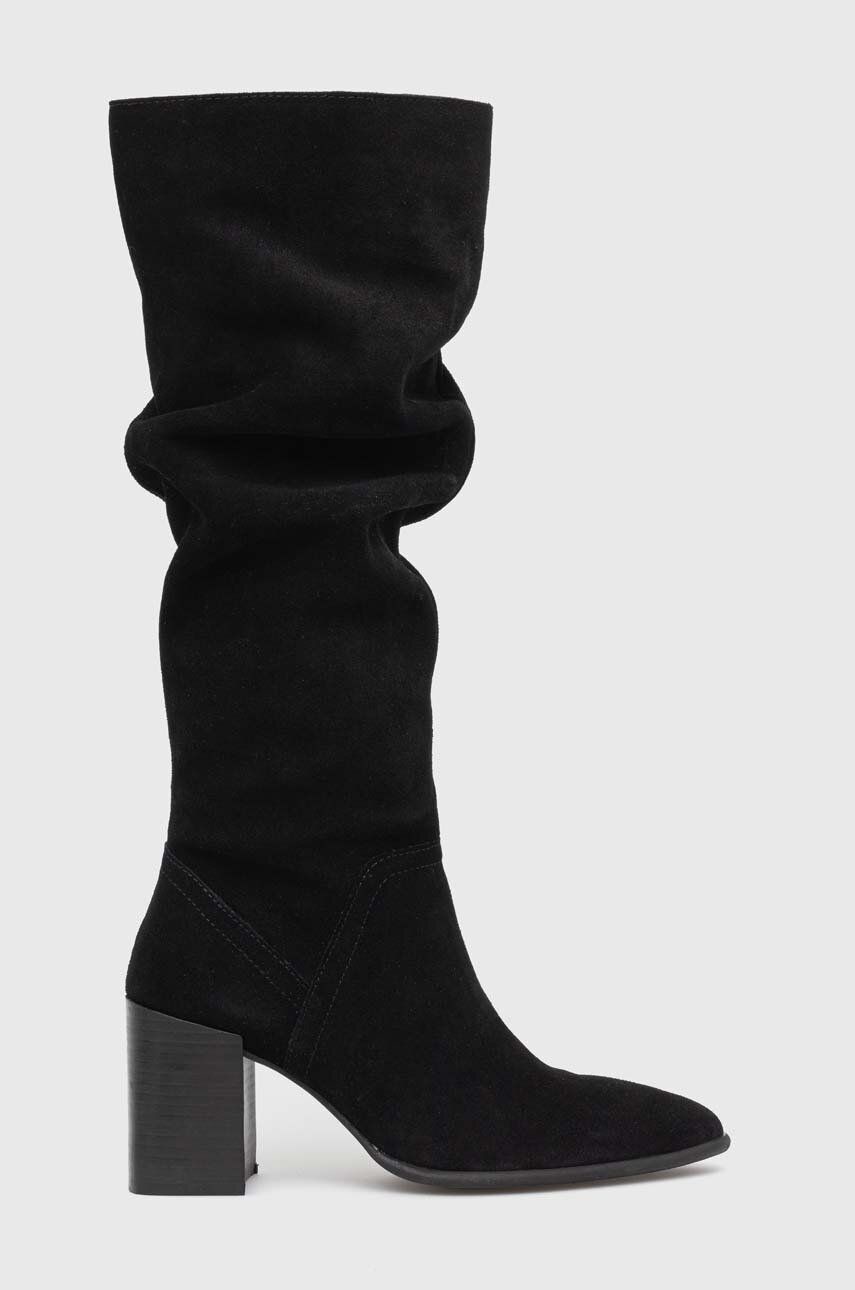 Vysoké čižmy Medicine čierna farba, na podpätku