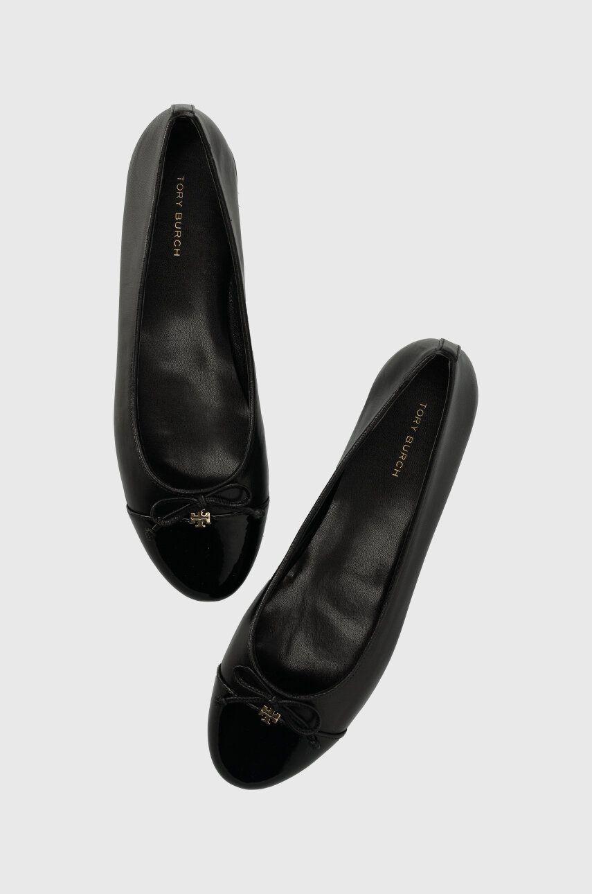 Kožené balerínky Tory Burch CAP-TOE BALLET čierna farba, 154511-004