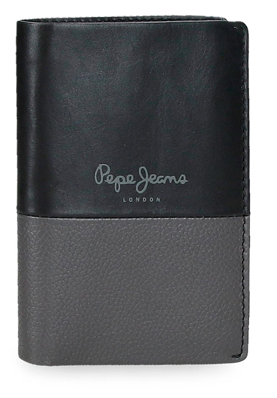 Pepe Jeans Con Monedero vertikálna kožená peňaženka - čierna