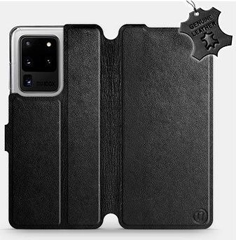 Flip pouzdro na mobil Samsung Galaxy S20 Ultra - Černé - kožené - Black Leather