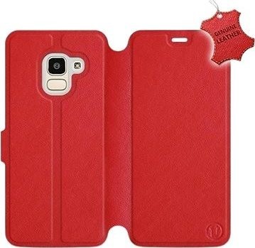 Flip pouzdro na mobil Samsung Galaxy J6 2018 - Červené - kožené - Red Leather