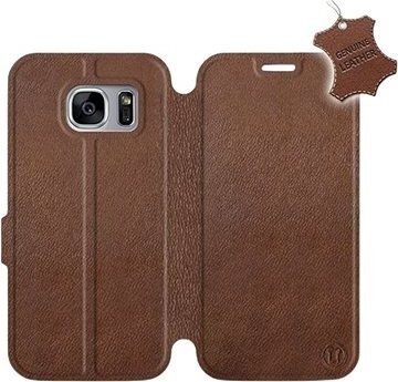 Flip pouzdro na mobil Samsung Galaxy S7 Edge - Hnědé - kožené - Brown Leather