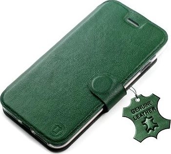 Mobiwear Kožené flip puzdro pre Apple iPhone 13 Mini – Zelené – L_GRS