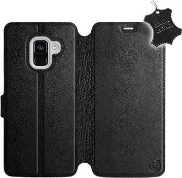 Flip pouzdro na mobil Samsung Galaxy A8 2018 - Černé - kožené - Black Leather