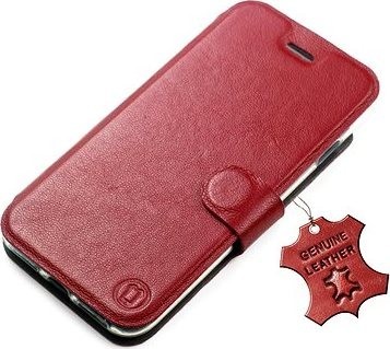 Mobiwear Kožené flip pouzdro pro Apple iPhone 13 Mini - Tmavě červené - L_DRS