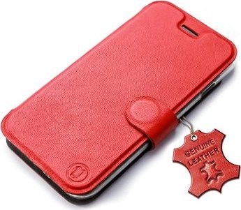 Mobiwear Kožené flip puzdro pre Apple iPhone 13 – Červené – L_RDS