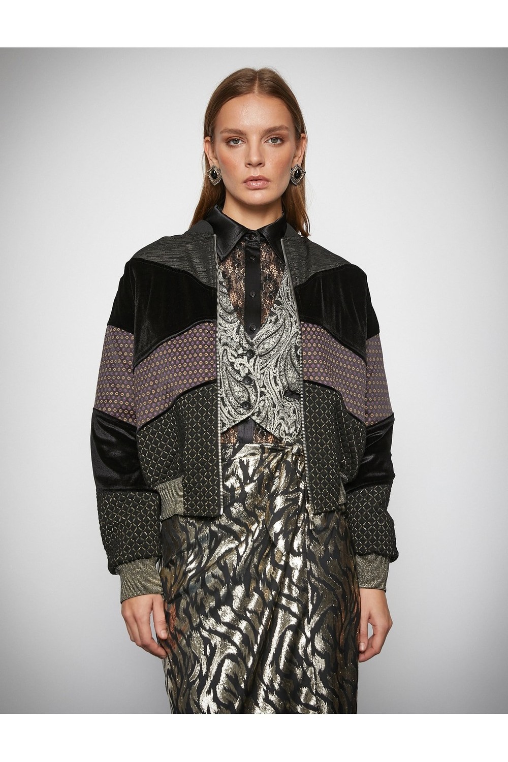 Koton Melis Ağazat X Cotton - Patchwork Bomber Jacket