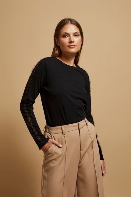 blouse with lace on the sleeves
